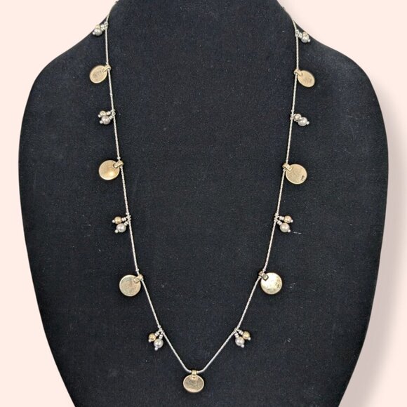 (2/$20) Metal Bead & Disc Necklace - Picture 2 of 5